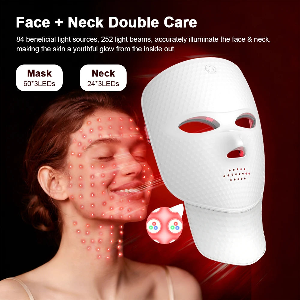 7-Color Wireless LED Face & Neck Light Therapy Mask