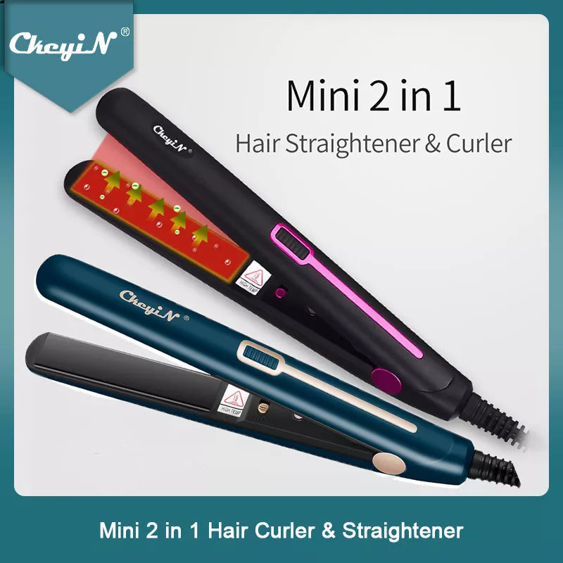 "Effortless Elegance: Mini 2-in-1 Hair Curler &amp; Straightener – Your Portable Styling Marvel!"