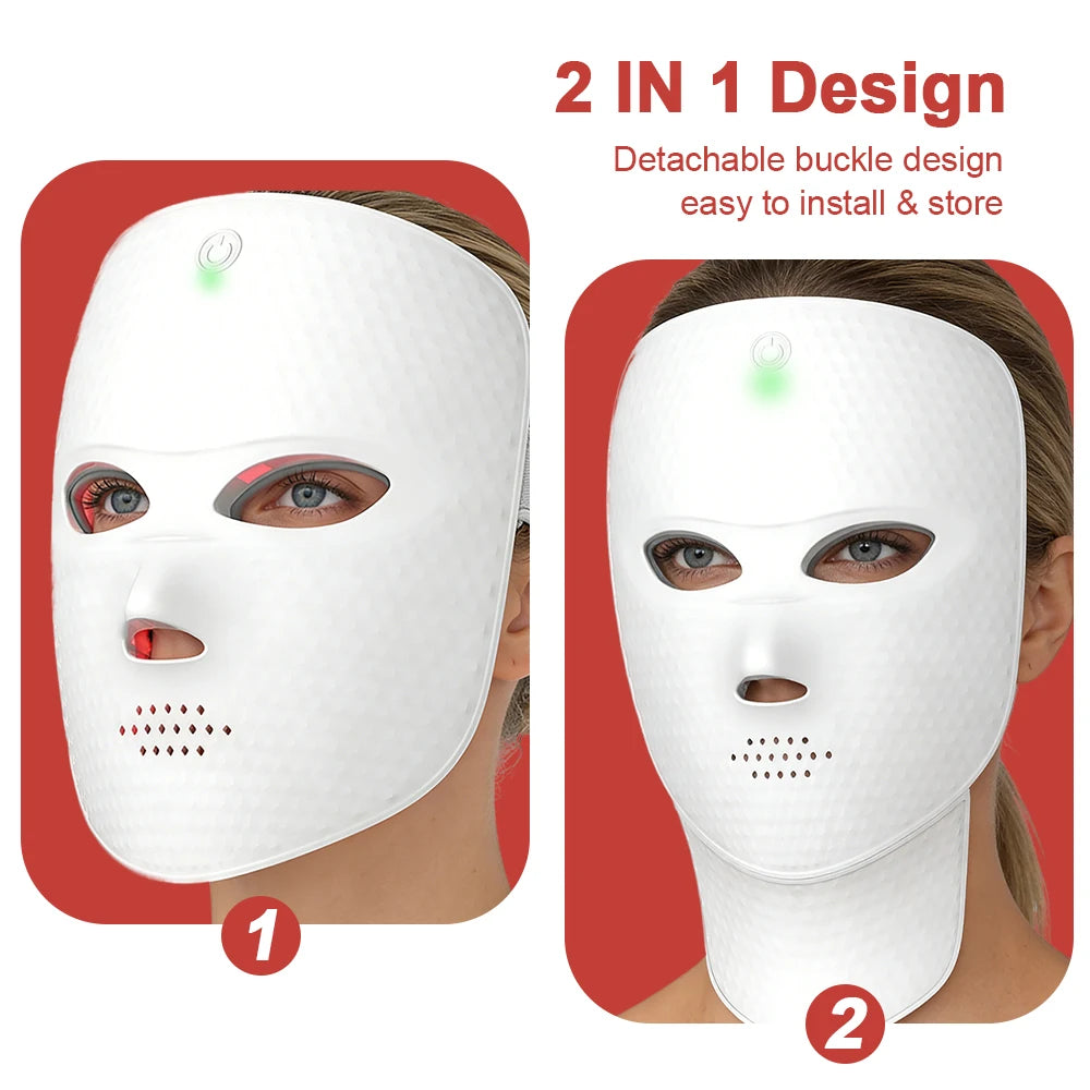 7-Color Wireless LED Face &amp; Neck Light Therapy Mask