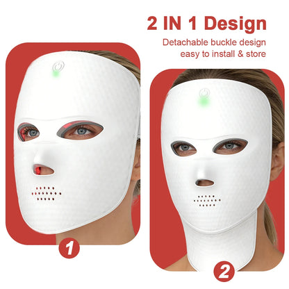7-Color Wireless LED Face &amp; Neck Light Therapy Mask