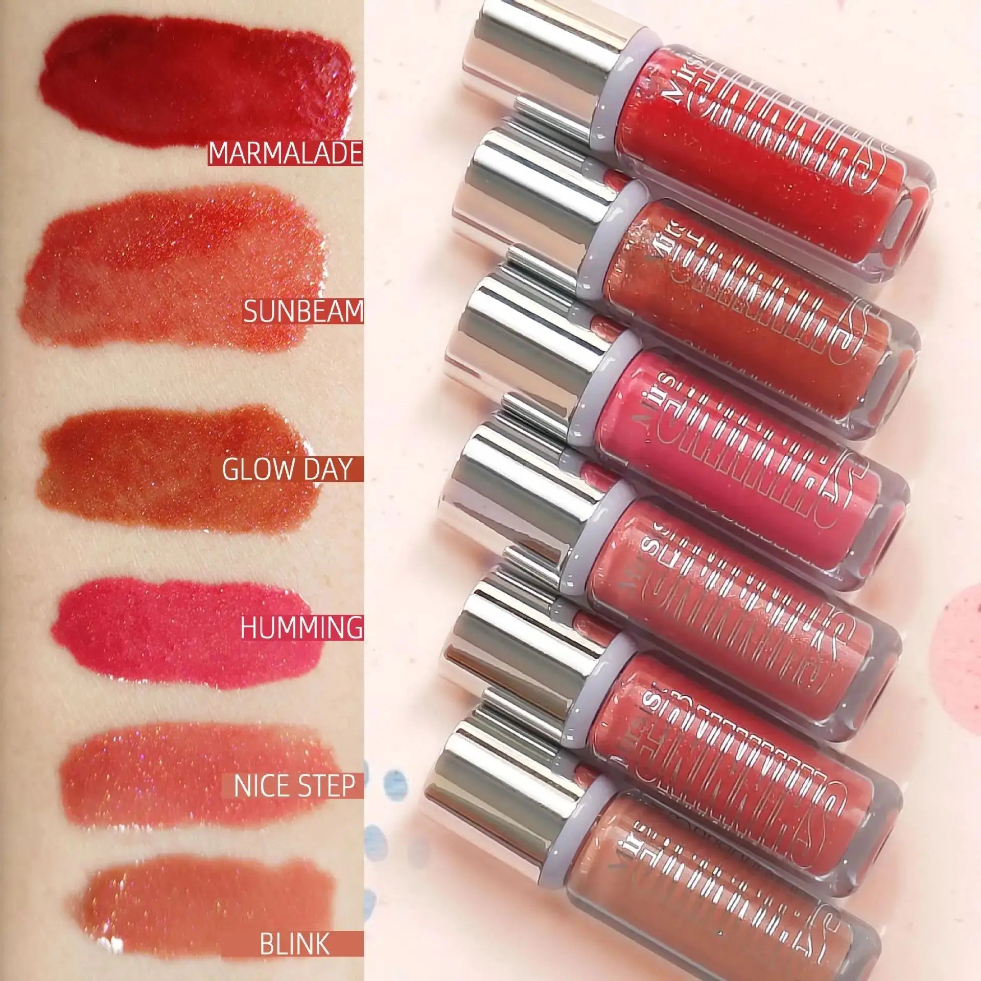 Long Lasting Hydrating Shimmer Lip Gloss Set (6 Colors)