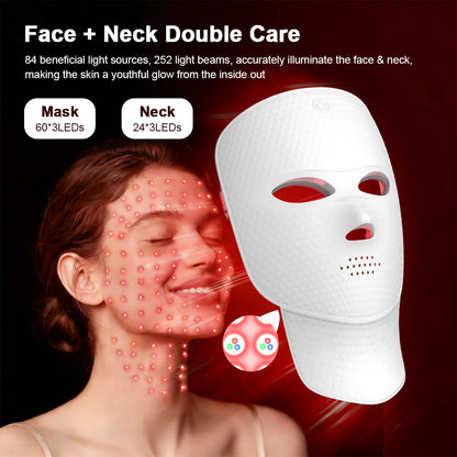 7-Color Wireless LED Face &amp; Neck Light Therapy Mask