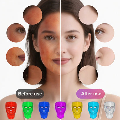 7-Color Wireless LED Face &amp; Neck Light Therapy Mask