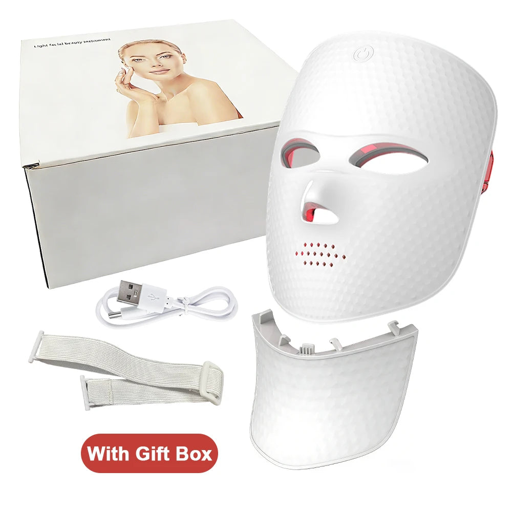 7-Color Wireless LED Face &amp; Neck Light Therapy Mask
