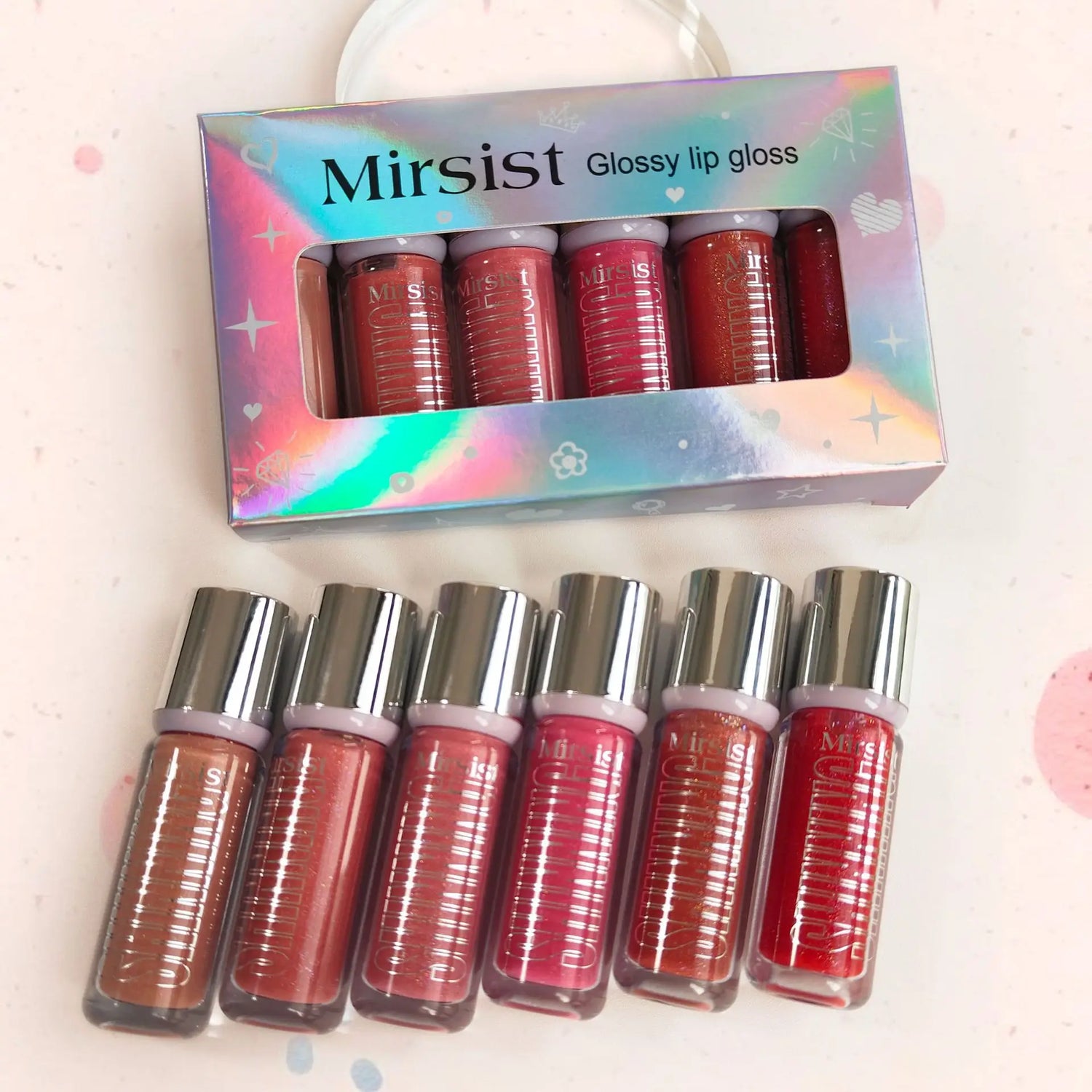 Long Lasting Hydrating Shimmer Lip Gloss Set (6 Colors)